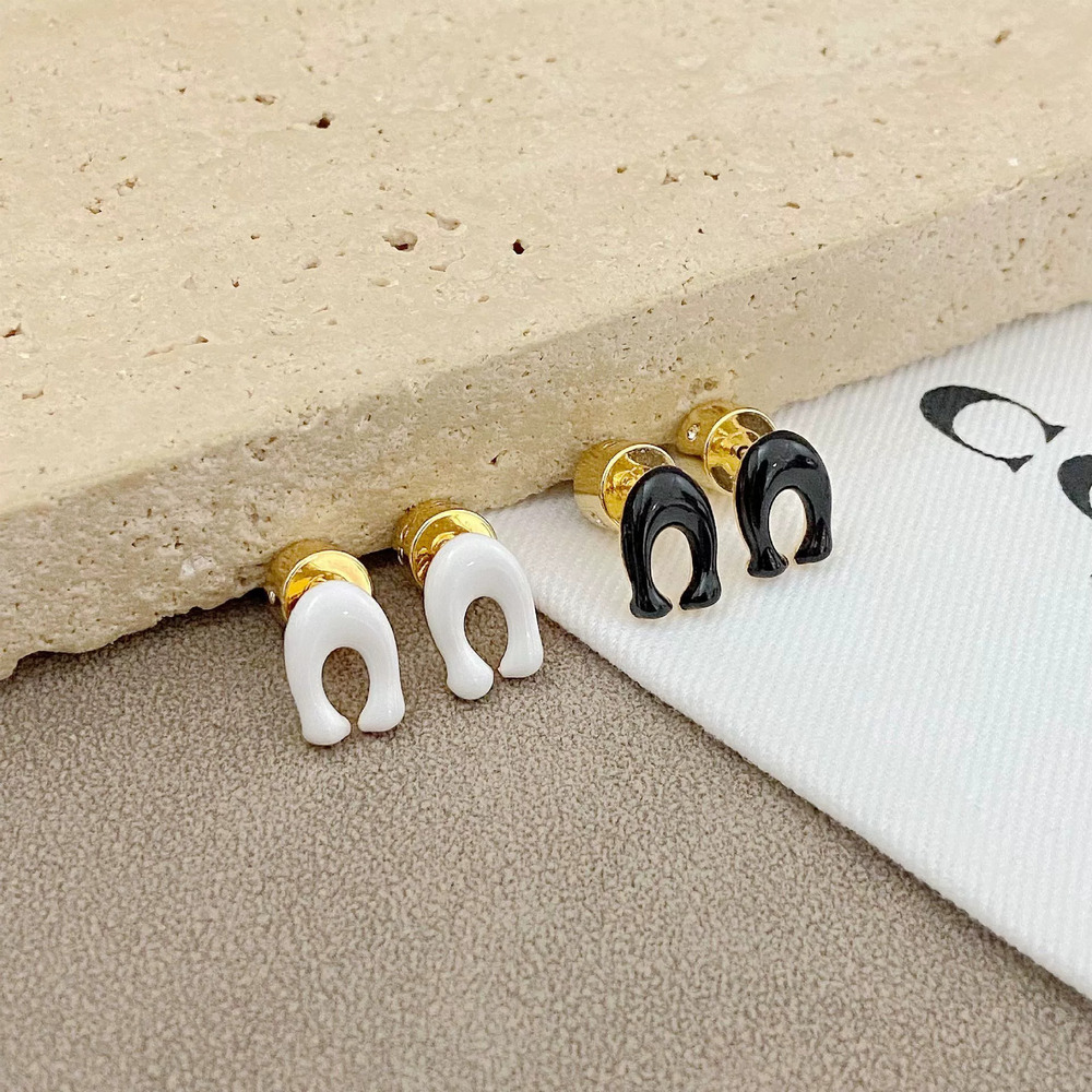 Coach Alphabet Letter Stud Earrings